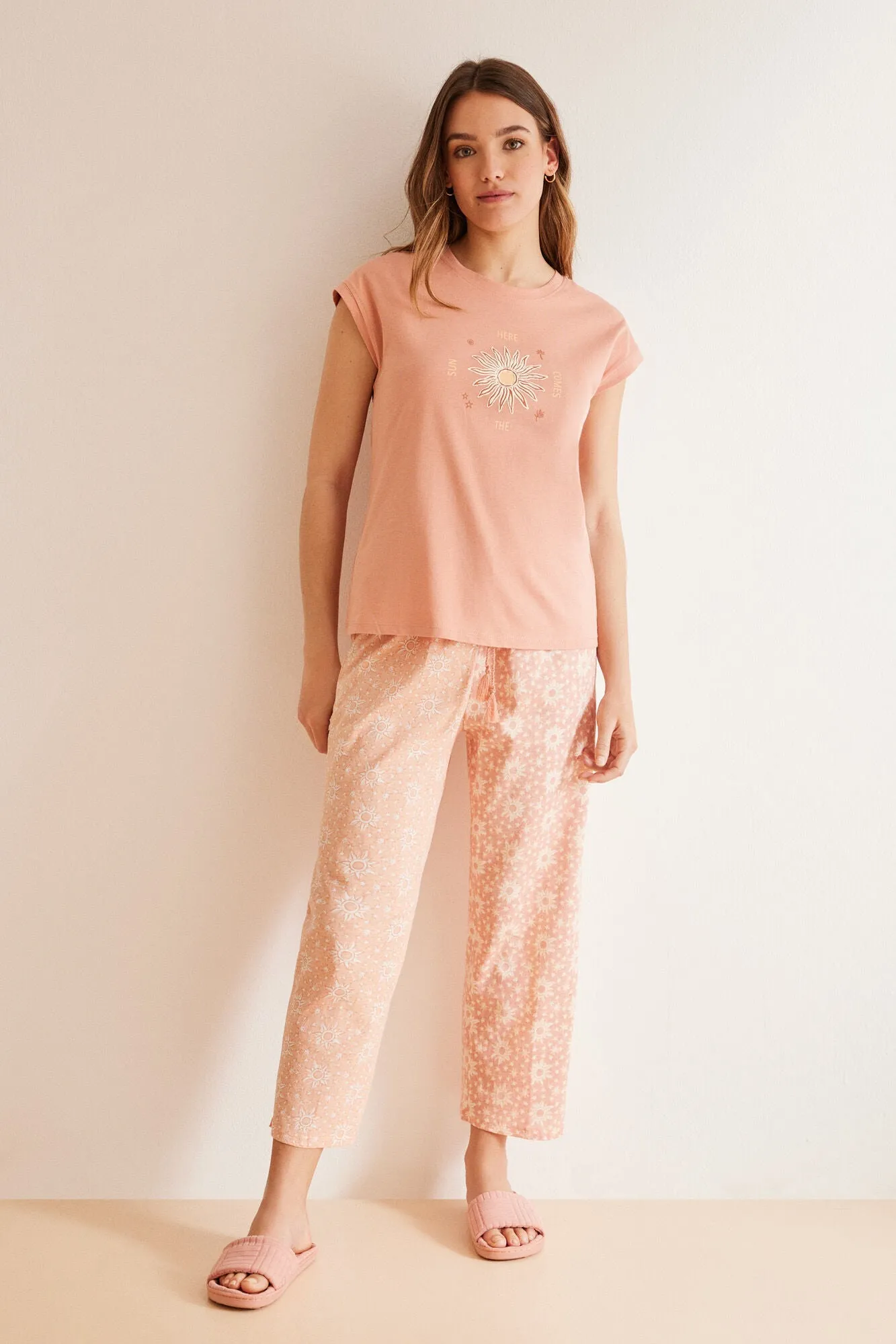 100% Cotton Pink Capri Pyjamas