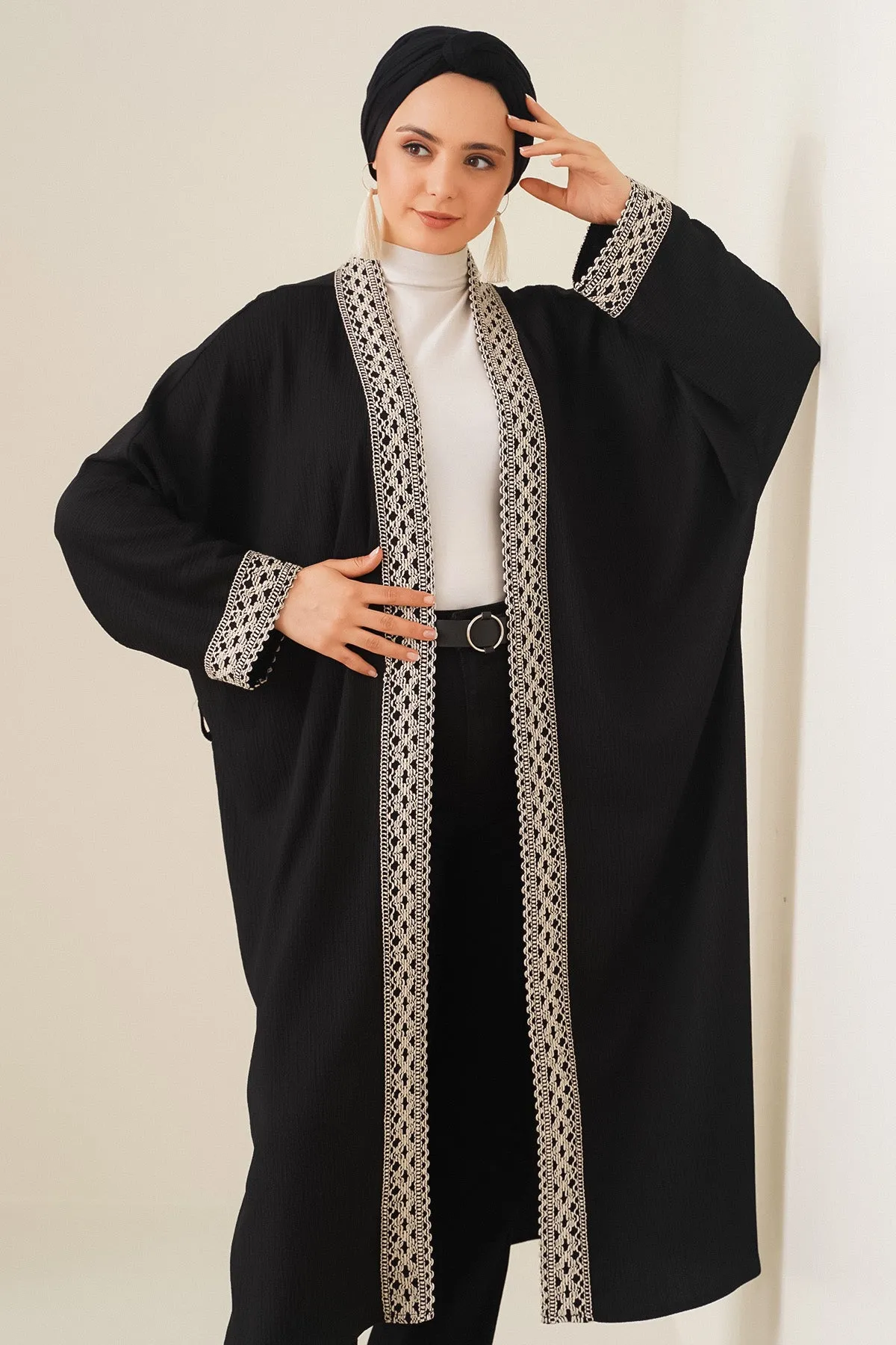 5865 nakişli örme uzun kimono