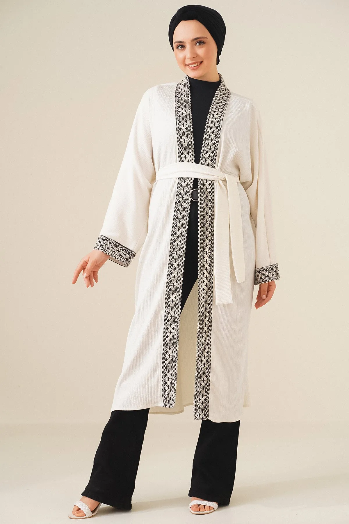 5865 nakişli örme uzun kimono