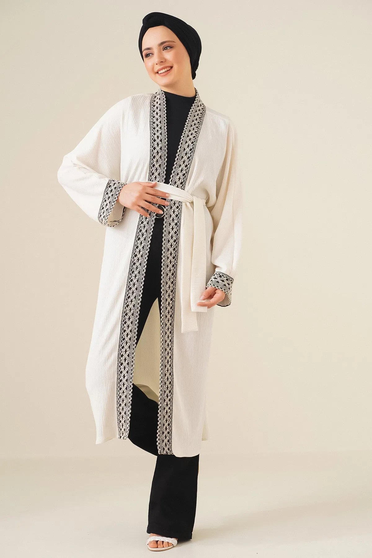 5865 nakişli örme uzun kimono