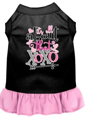 All About The Xoxo Screen Print Dog Dress Black With Light Pink Xxl