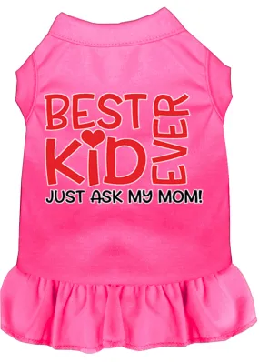 Ask My Mom Screen Print Dog Dress Bright Pink Med (12)