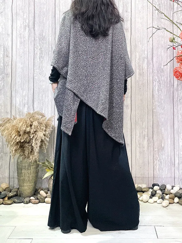 Asymmetric Batwing Sleeves Loose Round-Neck Outerwear Cape