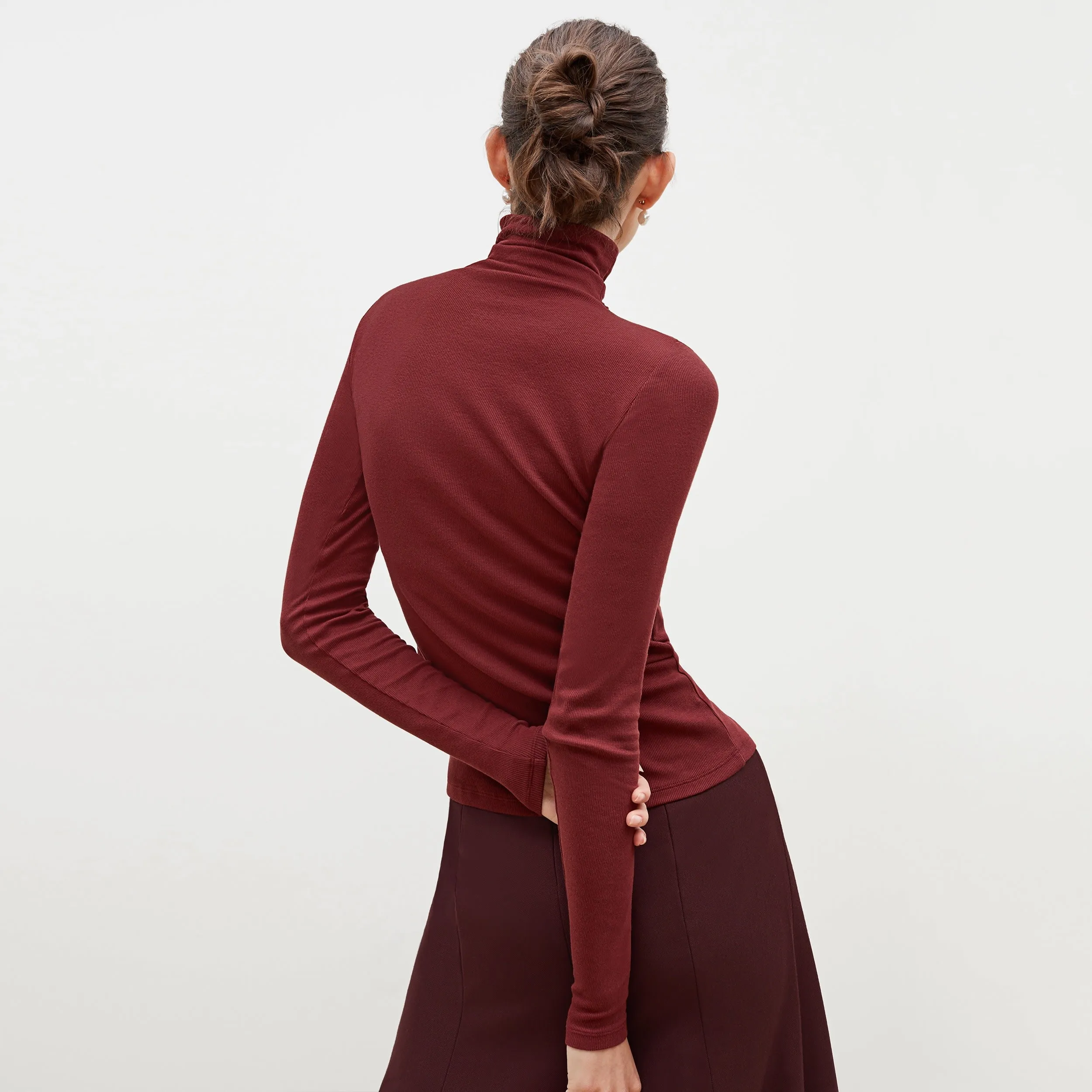 Axam Layering Turtleneck - Ribbed Pima Cotton :: Cranberry