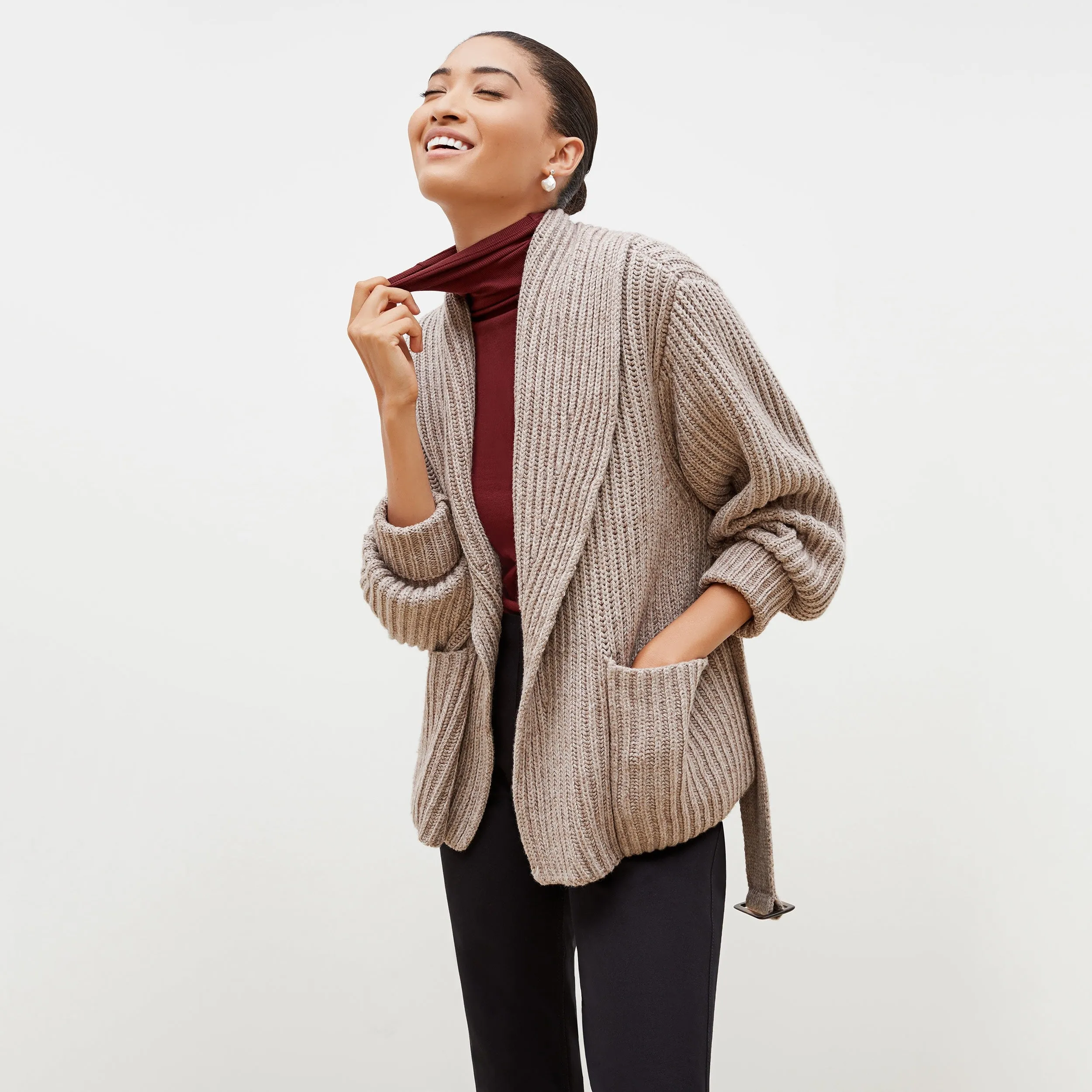 Axam Layering Turtleneck - Ribbed Pima Cotton :: Cranberry