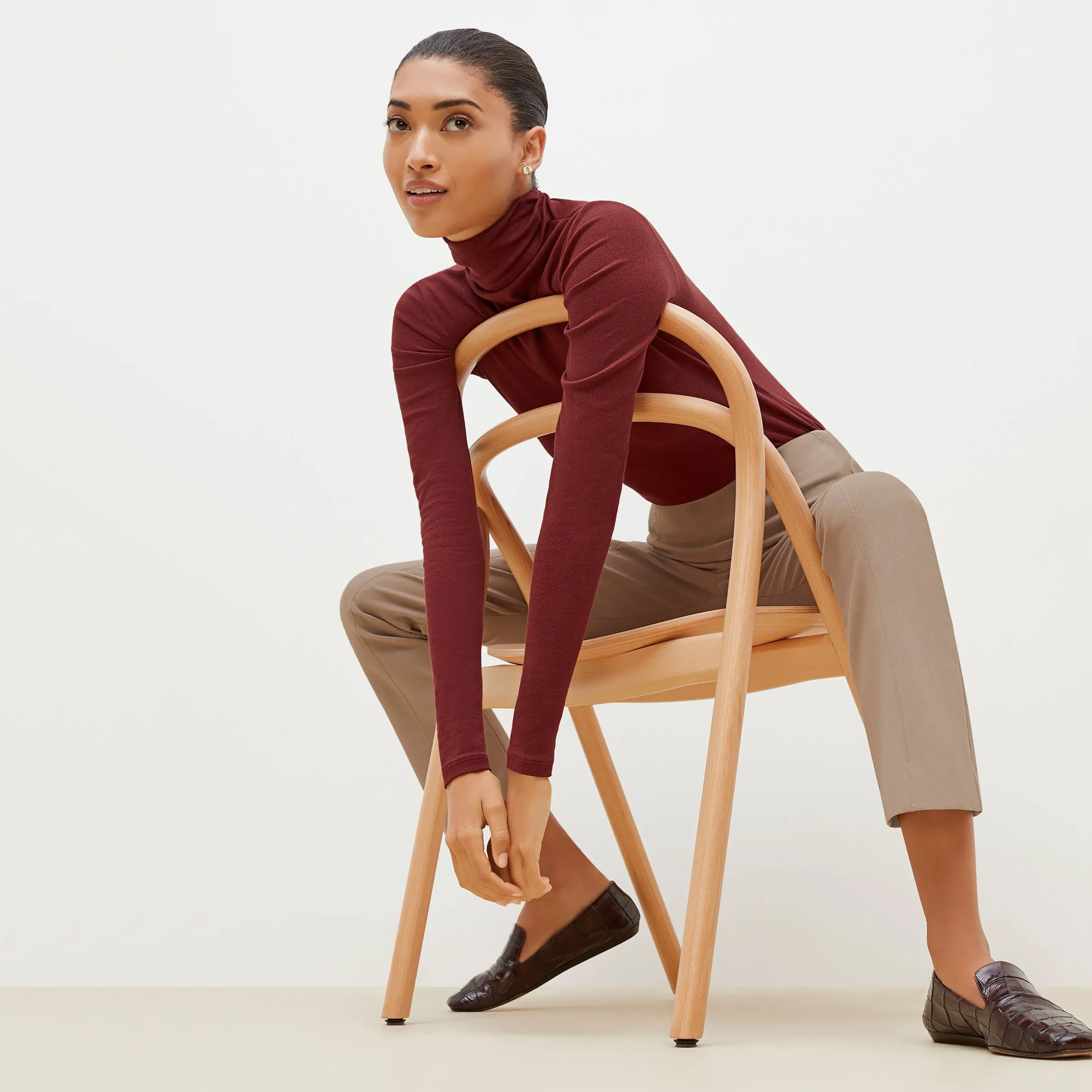 Axam Layering Turtleneck - Ribbed Pima Cotton :: Cranberry