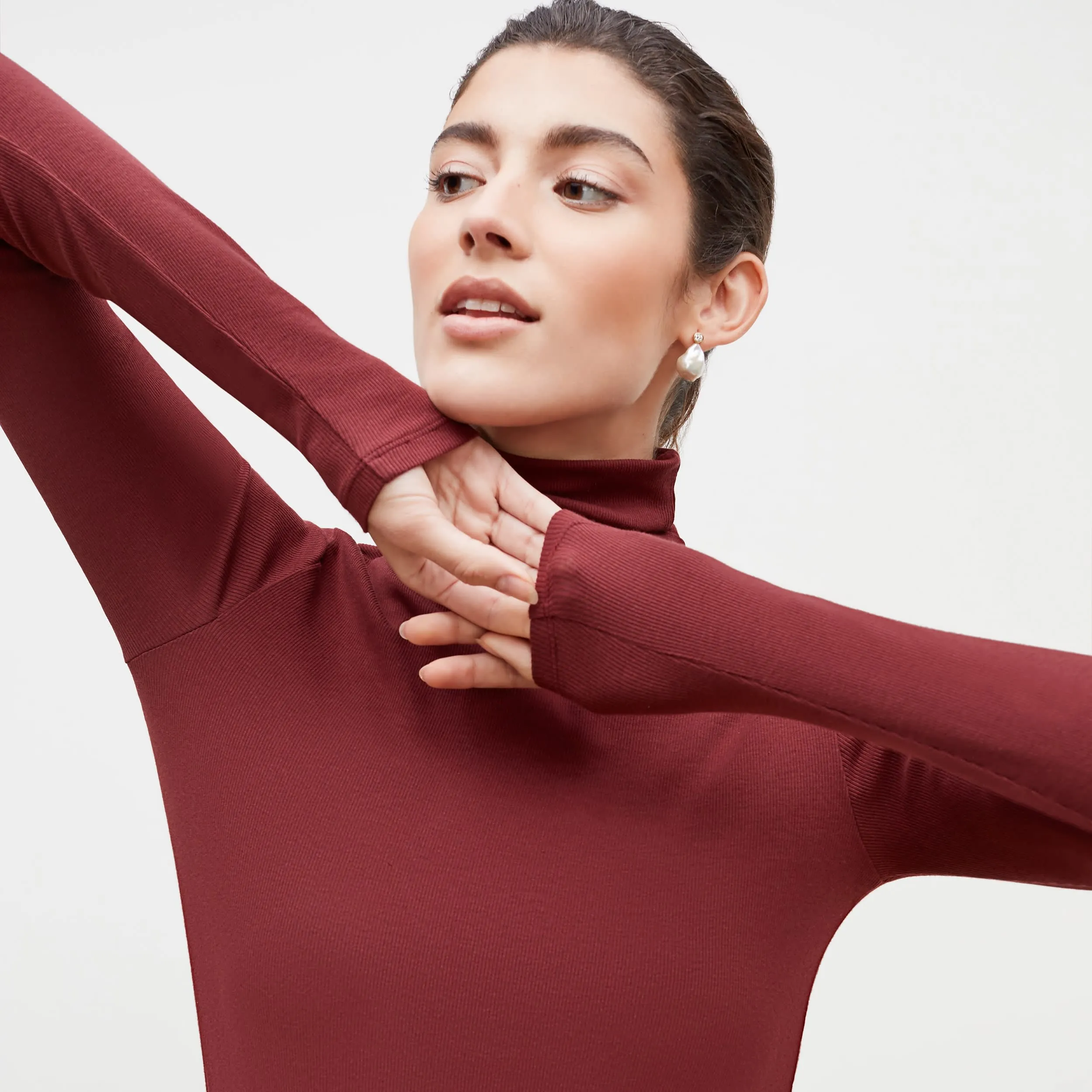 Axam Layering Turtleneck - Ribbed Pima Cotton :: Cranberry