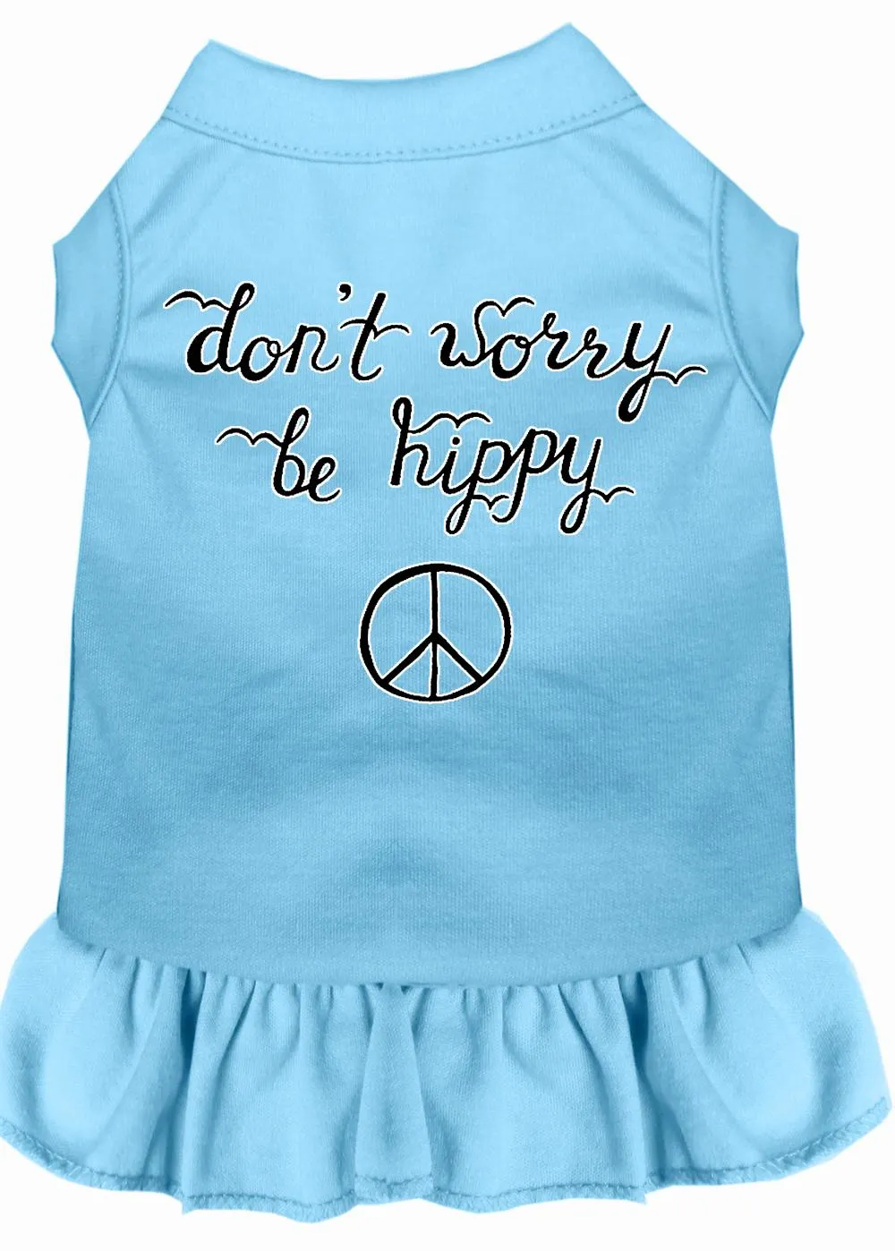 Be Hippy Screen Print Dog Dress Baby Blue 4x (22)