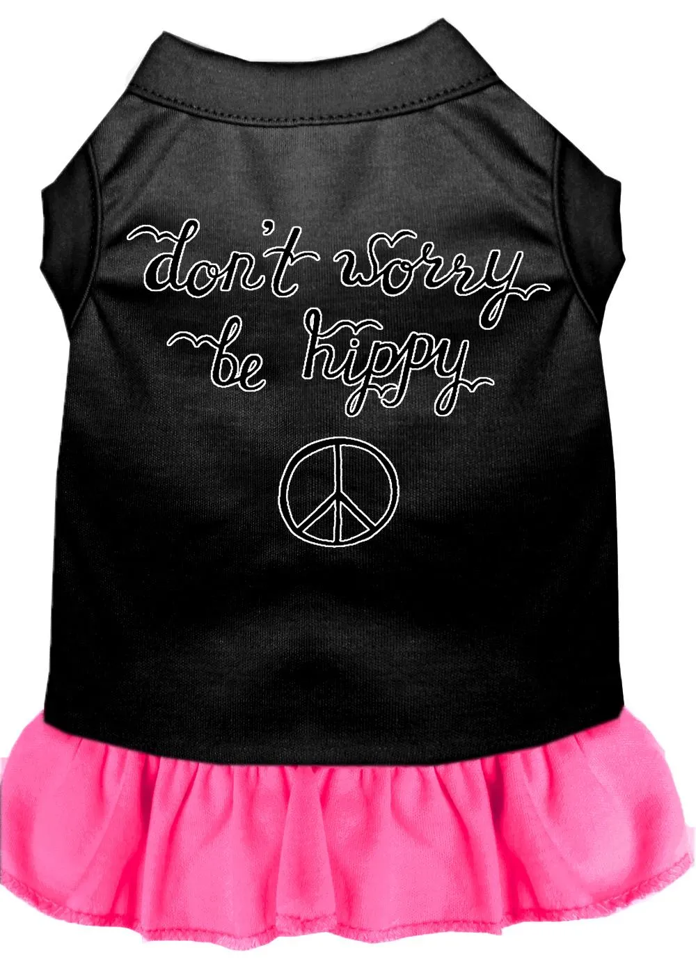 Be Hippy Screen Print Dog Dress Black With Bright Pink Lg (14)