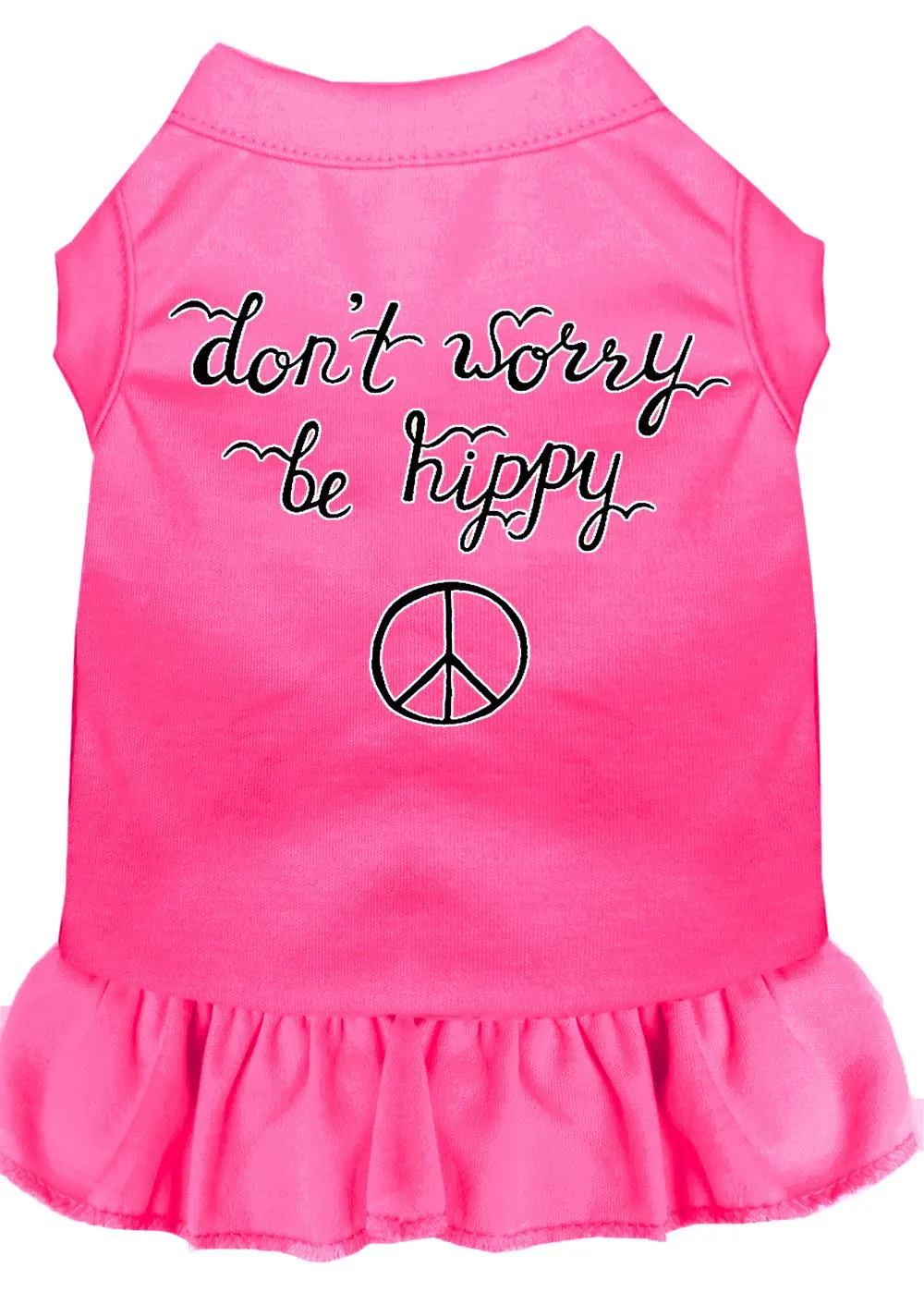 Be Hippy Screen Print Dog Dress Bright Pink Sm (10)