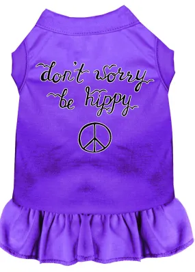 Be Hippy Screen Print Dog Dress Purple 4x (22)