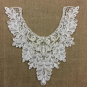 Beaded Applique Lace Piece Beautiful Hand Beaded Venise Embroidery Neckpiece Yoke. 13"x11" Bridal, Costume, DIY Sewing Crafts. ⭐