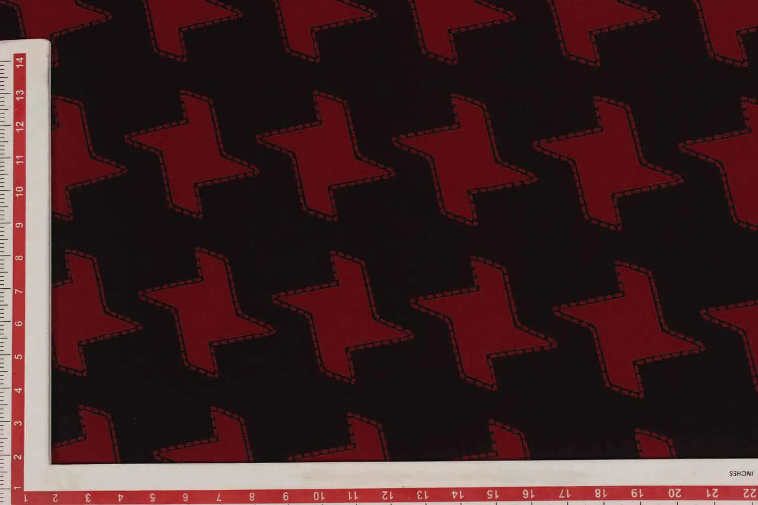 Black & Red Bubble Crepe Fabric