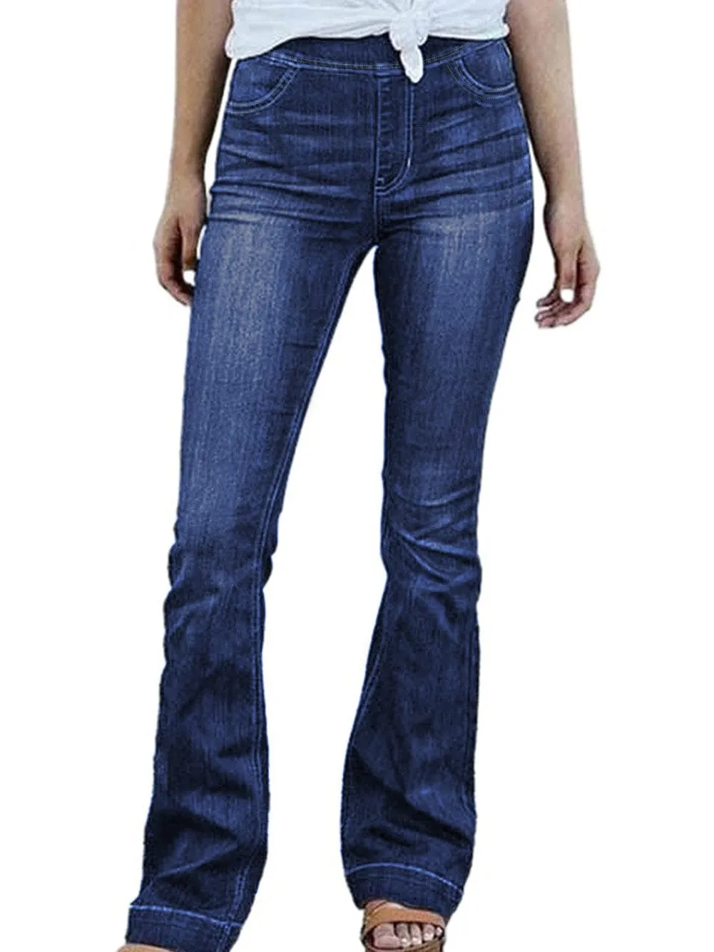 Blue Retro Chic High Waist Flare Jeans