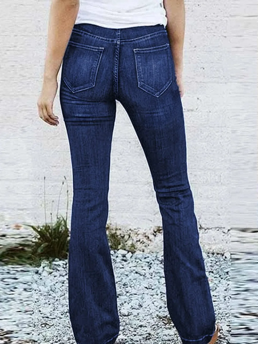 Blue Retro Chic High Waist Flare Jeans