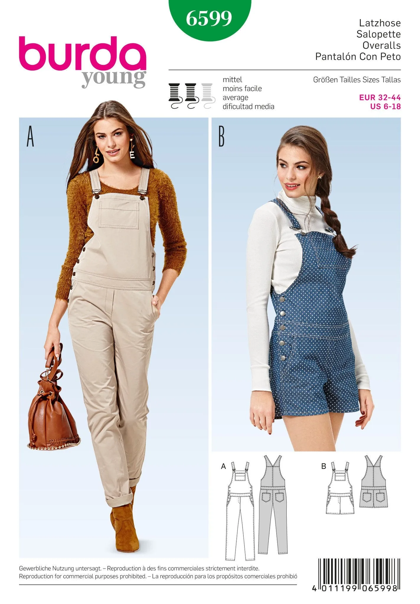 Burda 6599 Dungarees pattern