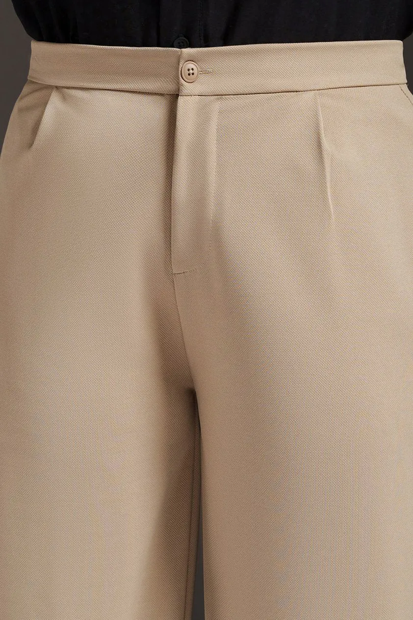 Champagne Beige Curve Textured Korean Pants