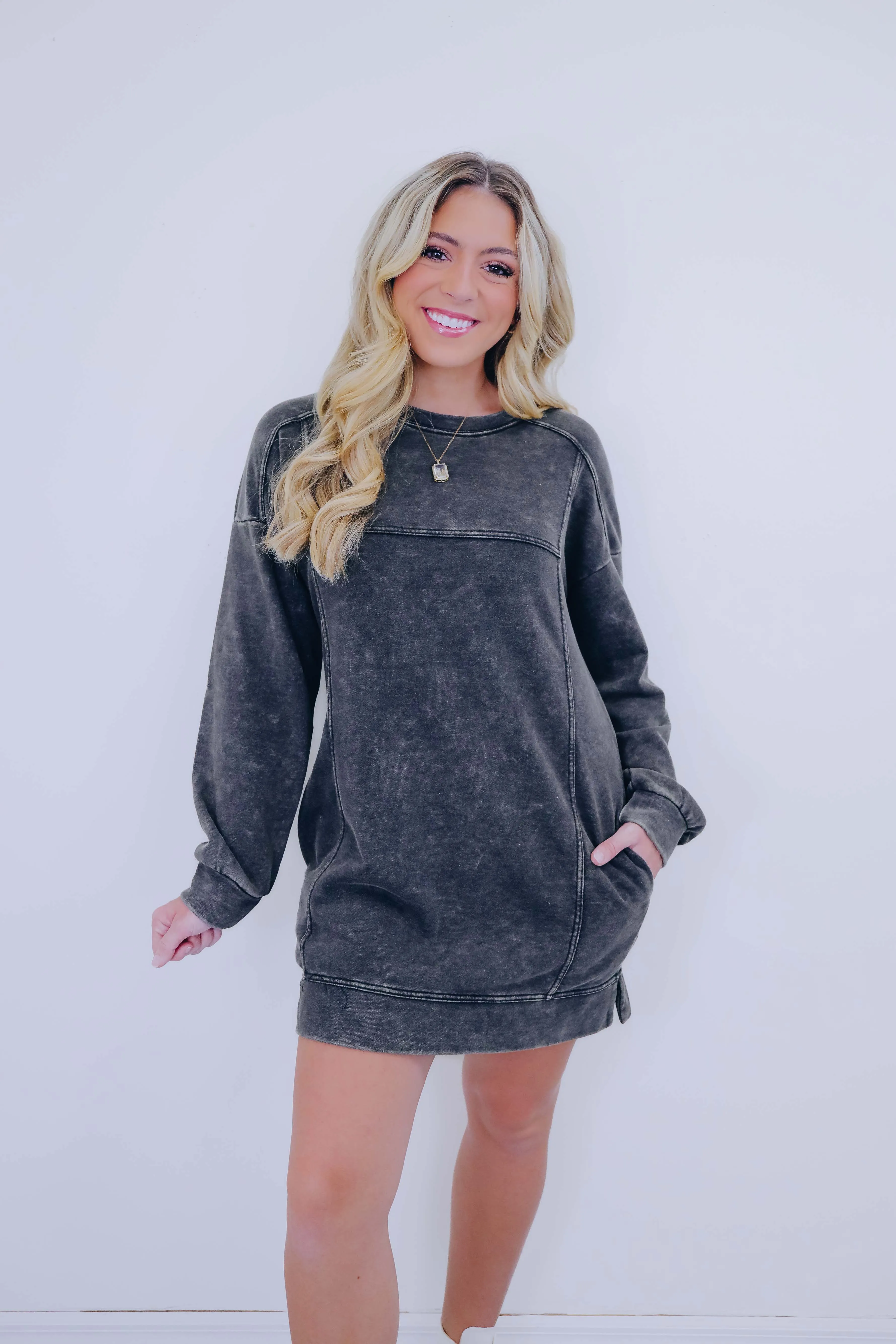 Classic Comfy Sweatshirt Mini Dress - 5 Colors