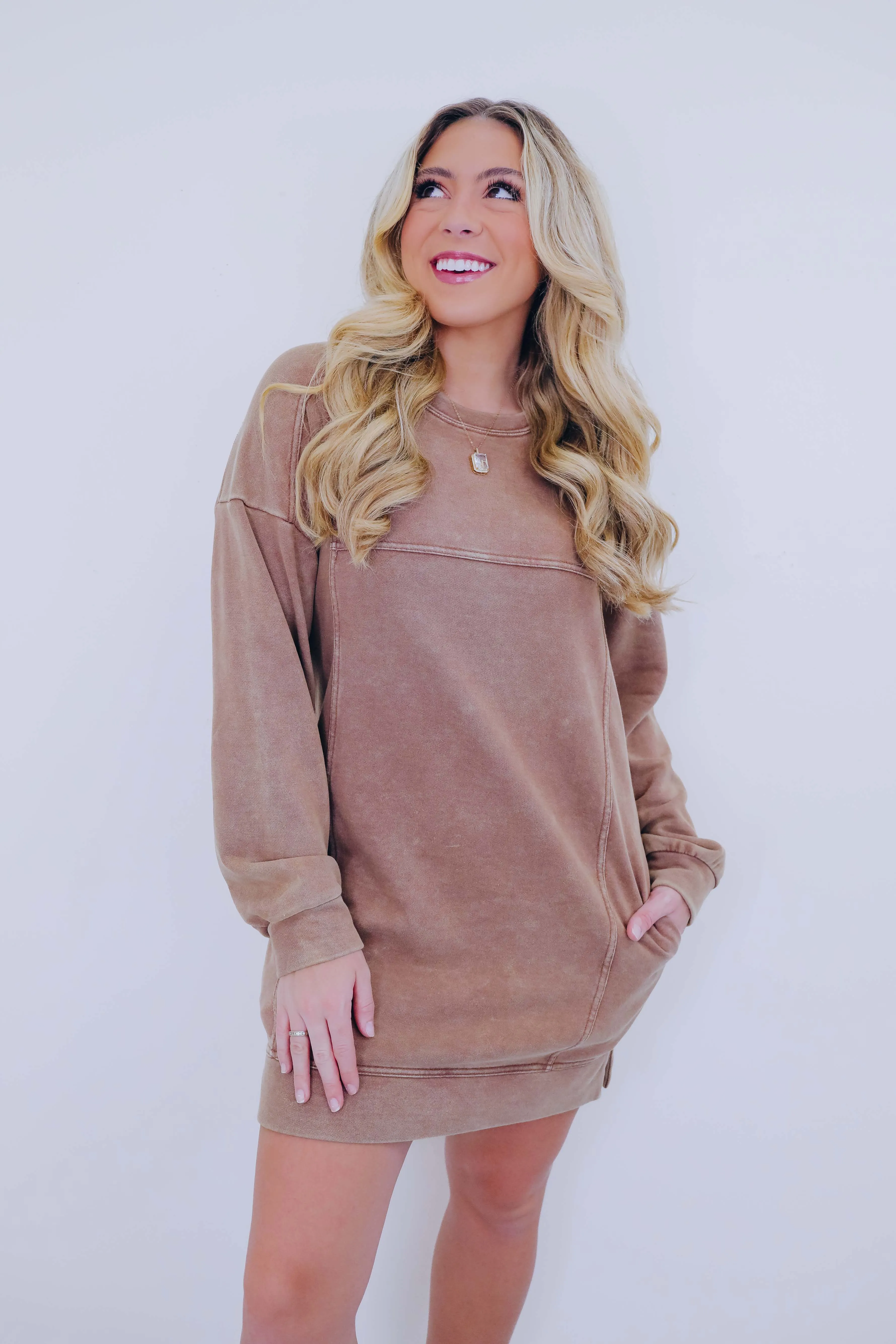 Classic Comfy Sweatshirt Mini Dress - 5 Colors