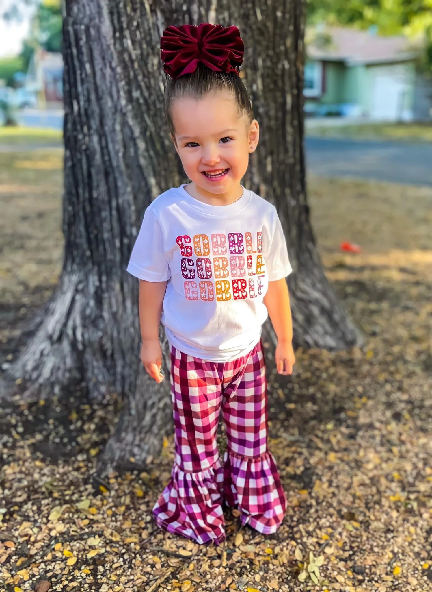 Cranberry Plaid Bell Bottoms