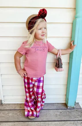 Cranberry Plaid Bell Bottoms