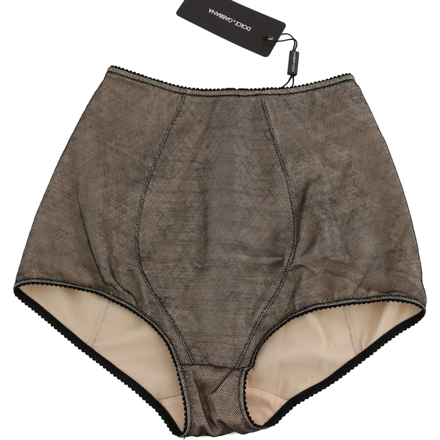 Dolce & Gabbana Beige Black Net Cotton Blend Chic Underwear