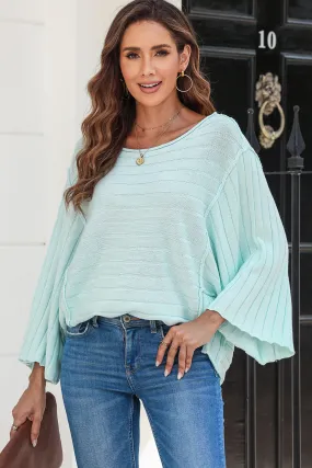 Exposed Seam Ribbed Knit Dolman Top