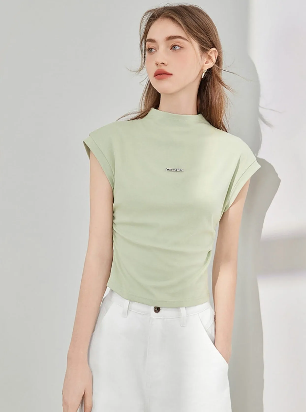 Fashionable Shoulder Short Sleeve T-Shirt