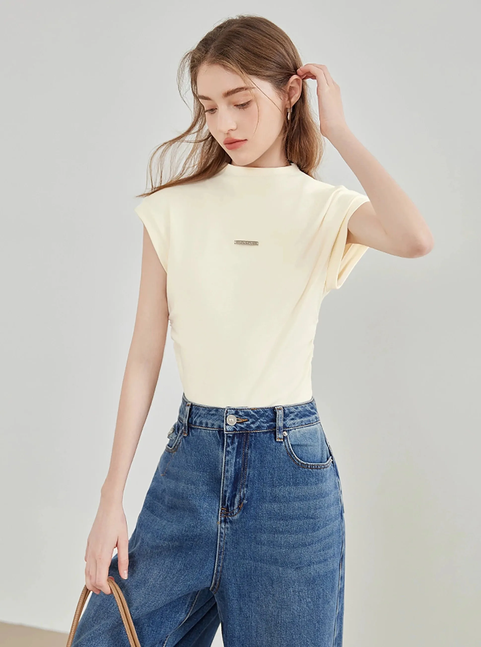 Fashionable Shoulder Short Sleeve T-Shirt