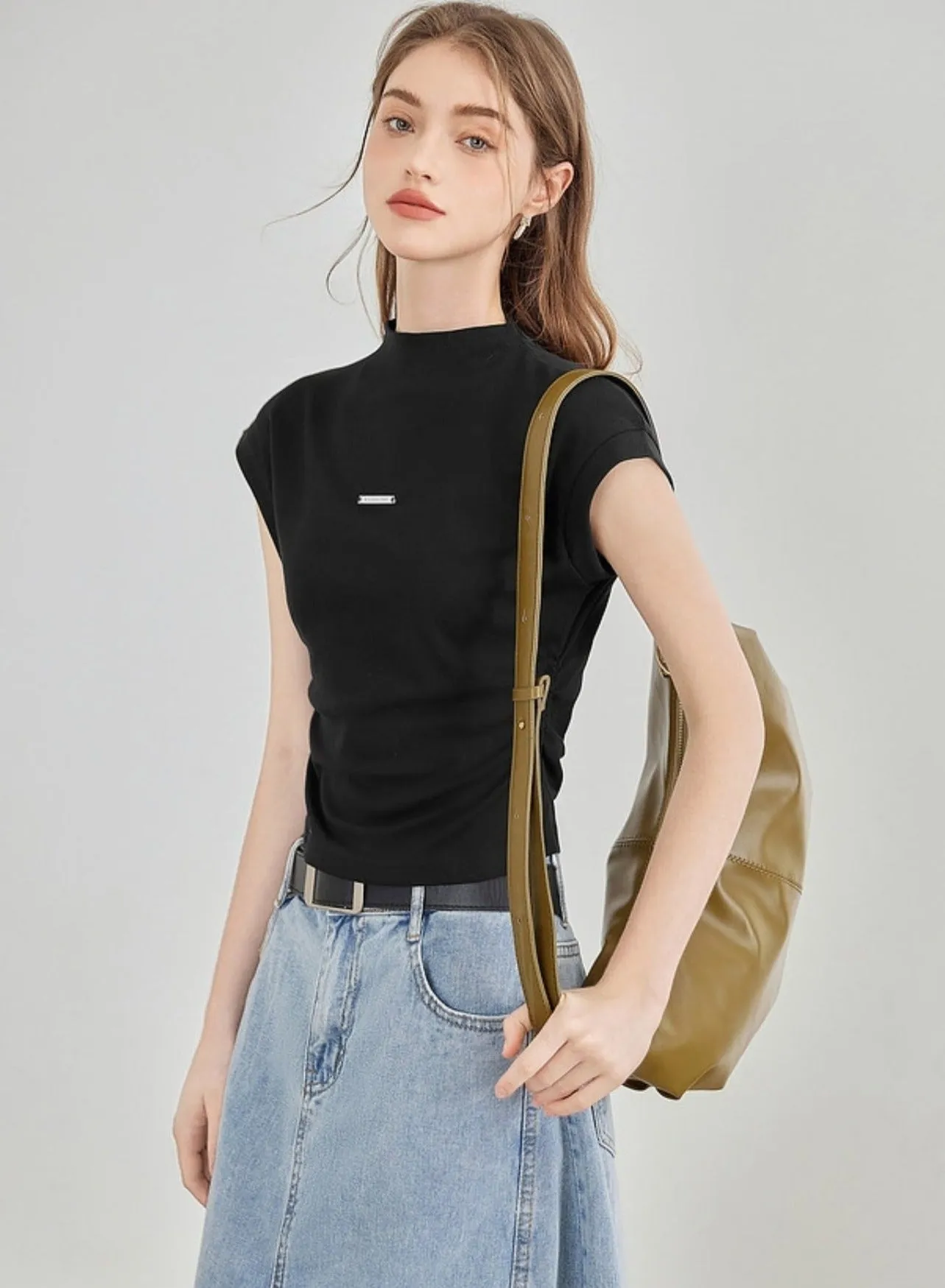 Fashionable Shoulder Short Sleeve T-Shirt