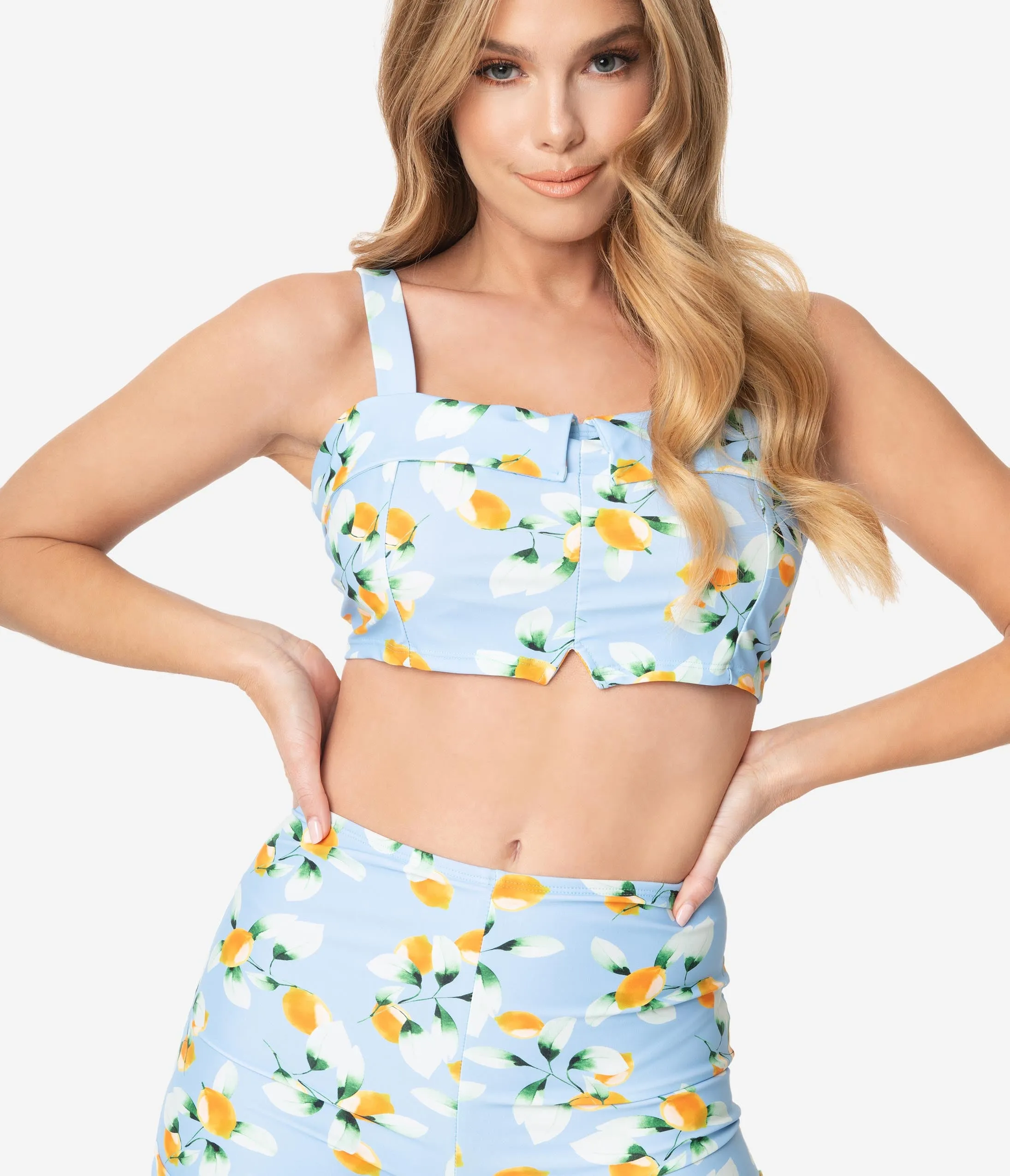 Girl Howdy Retro January Apricots Swim Crop Top