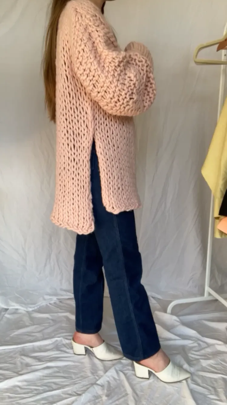 Handknit Blush Sweater - O/S