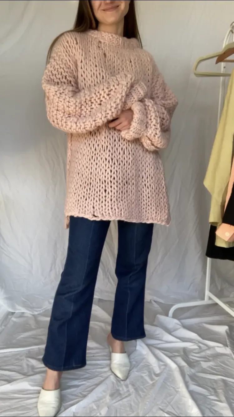 Handknit Blush Sweater - O/S