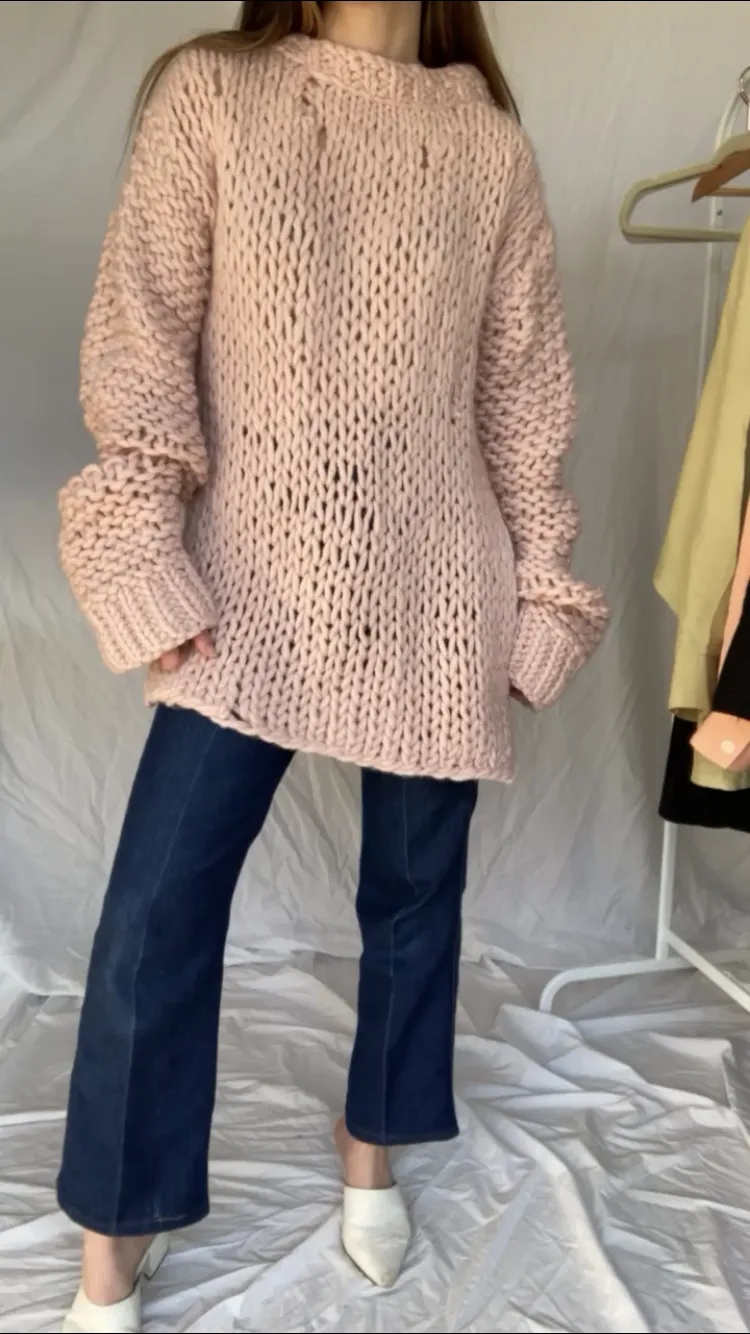 Handknit Blush Sweater - O/S