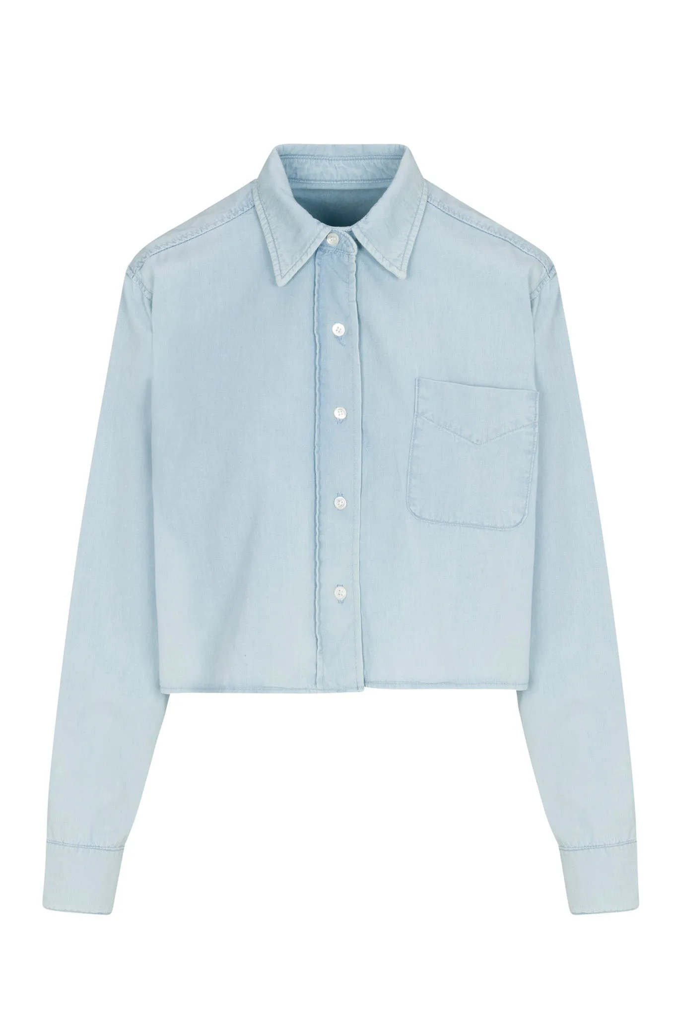 Light Blue Chambray Cropped Button Down