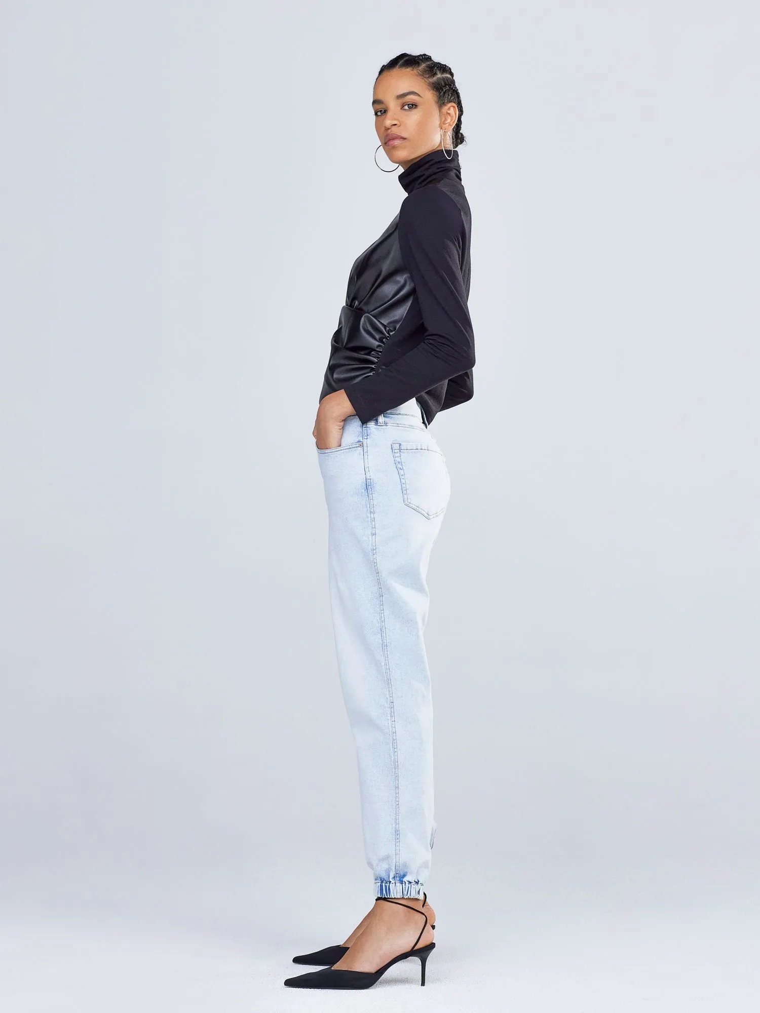 Light Wash Denim Jogger Pant