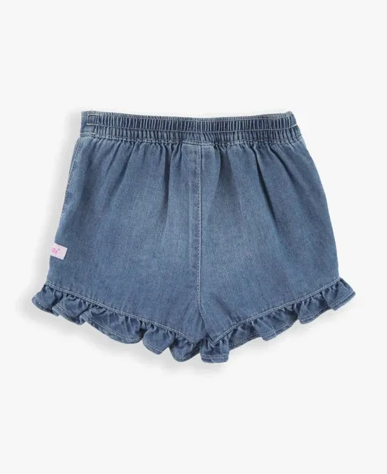 Light Wash Denim Ruffled Skort