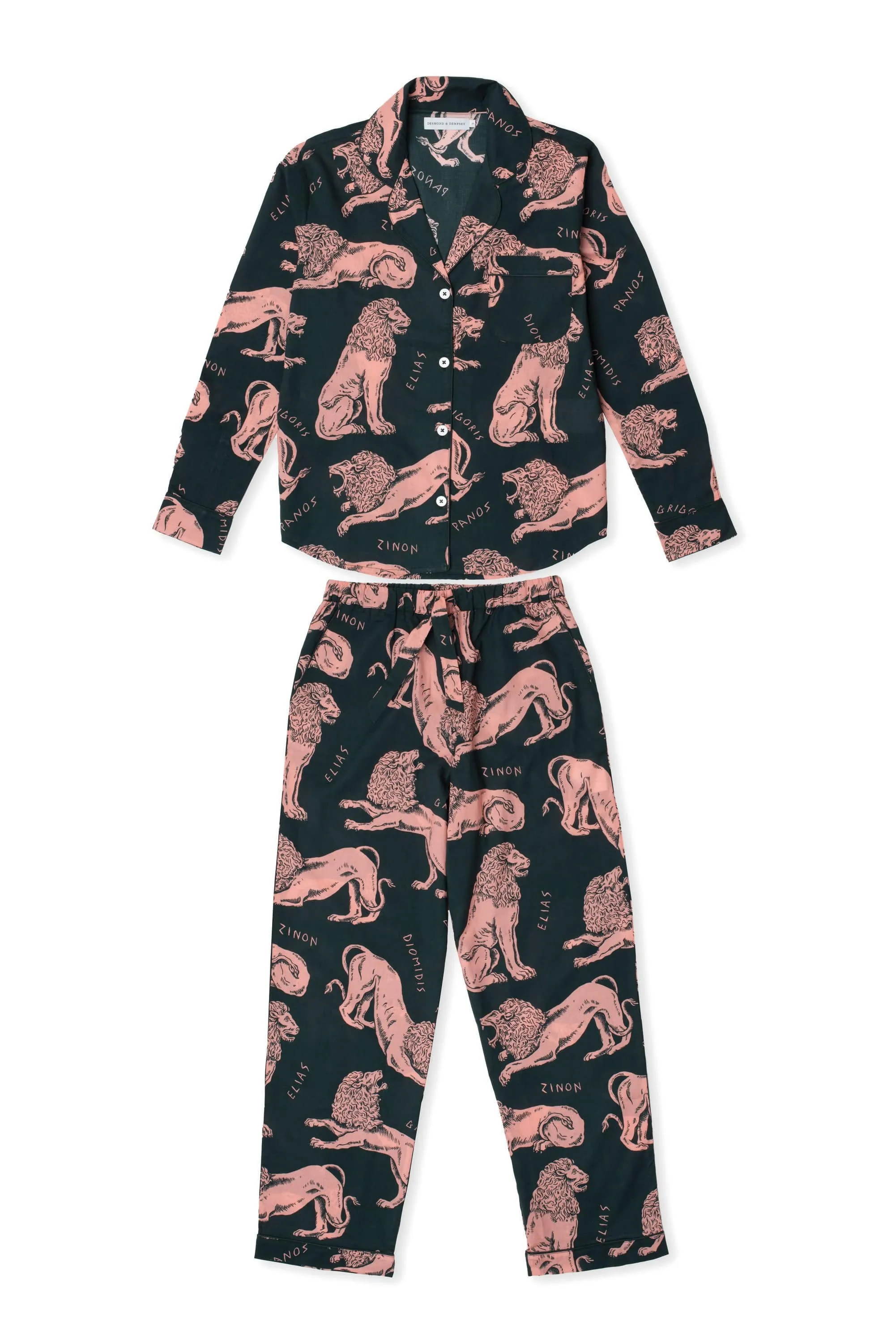 Long Pyjama Set Circe Lion Print Khaki/Pink