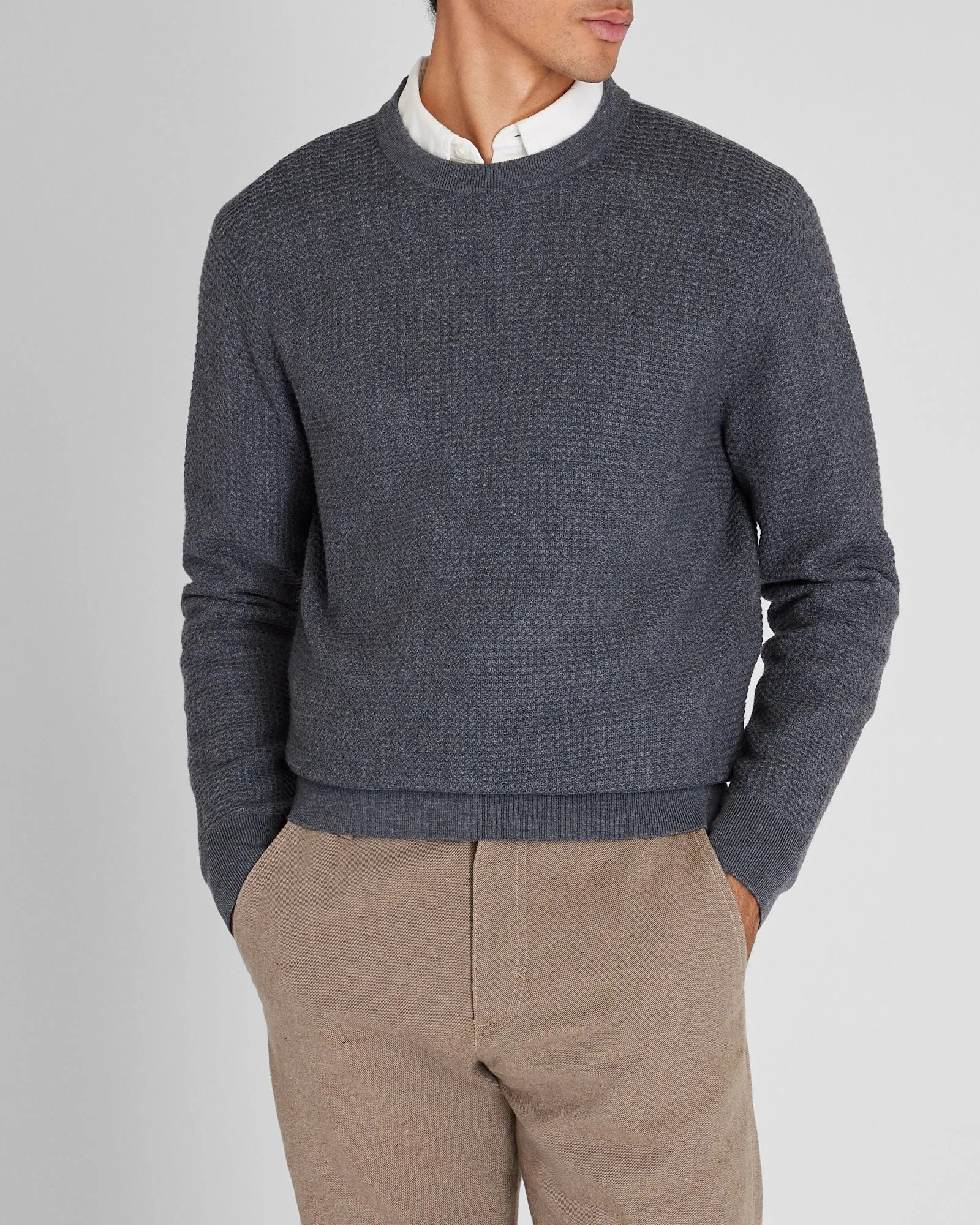 Long-Sleeve Refined Textured Crew