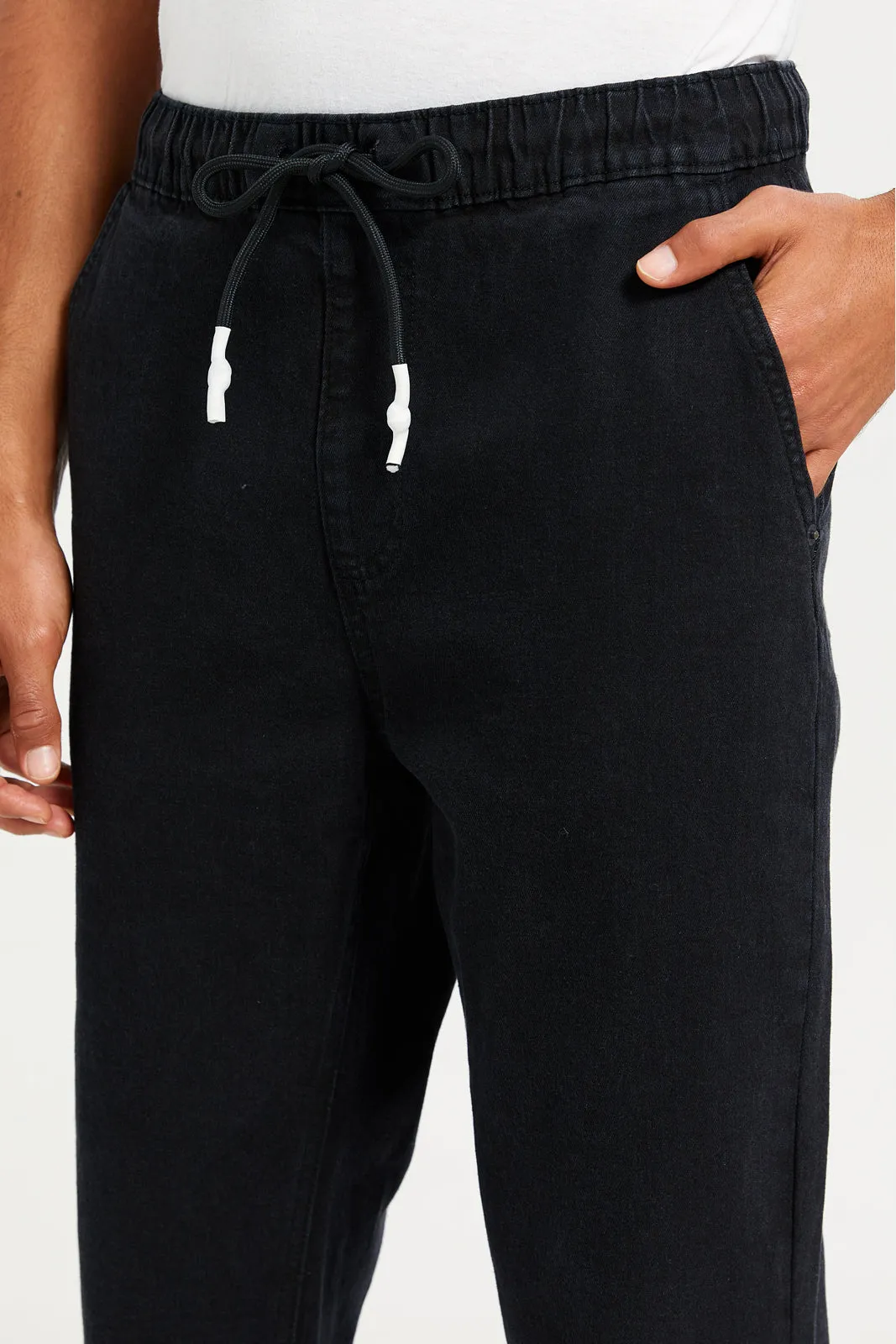 Men Black Denim Jogger