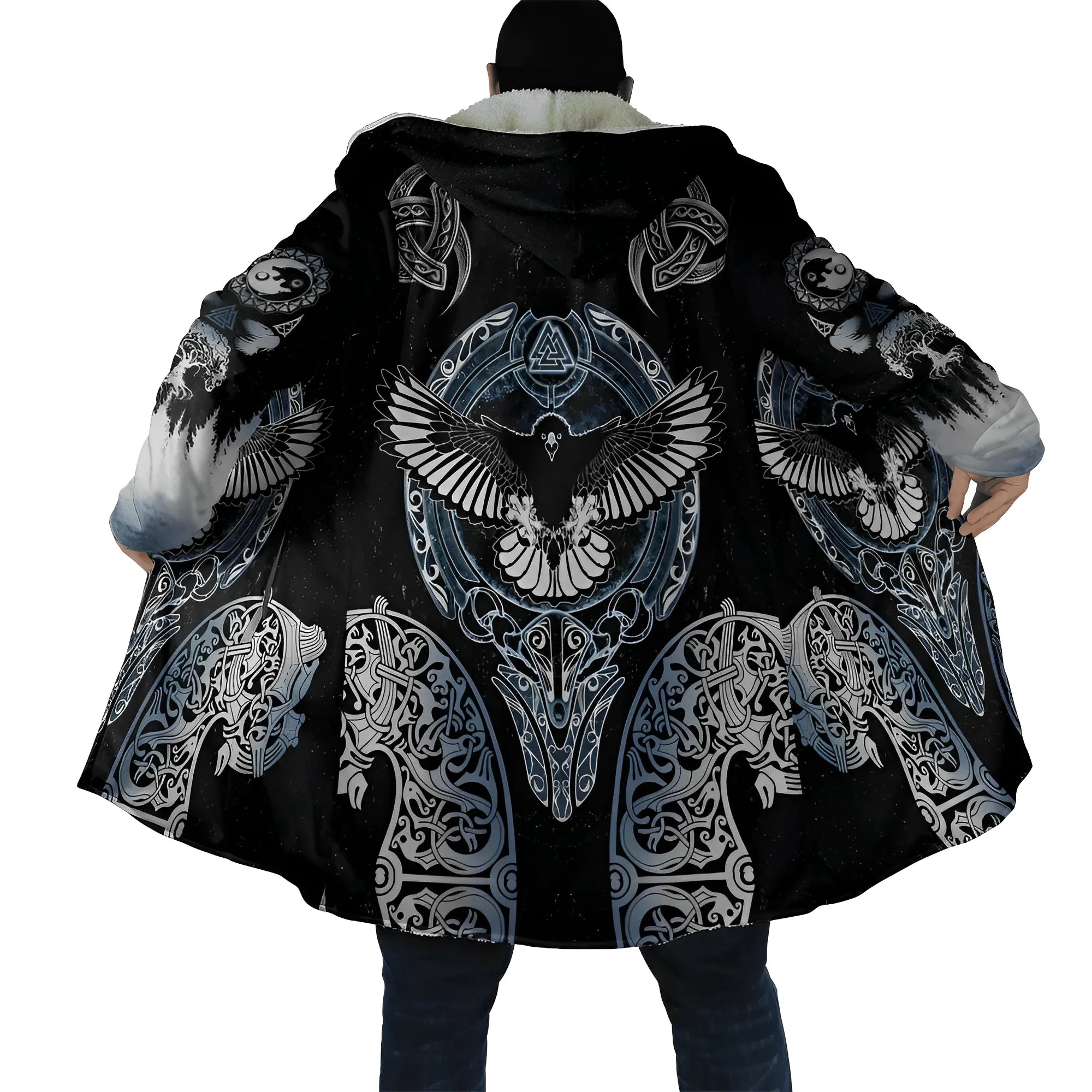 Men - Hooded Jacket - Printed Wool - Stylish Winter Outerwear