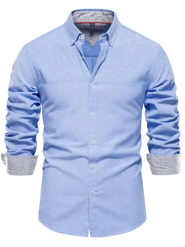 Men's casual versatile fashion solid color long-sleeved top