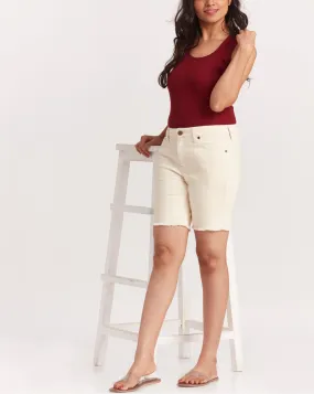 Mid Rise Colored Shorts - Cream