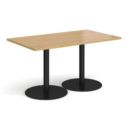 Monza rectangular dining table with flat round bases