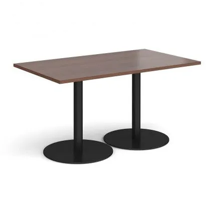 Monza rectangular dining table with flat round bases