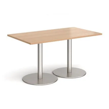 Monza rectangular dining table with flat round bases