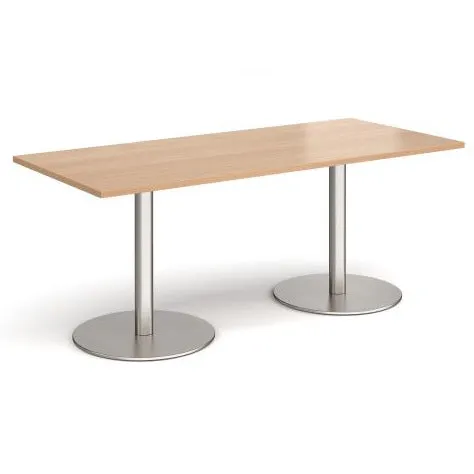 Monza rectangular dining table with flat round bases