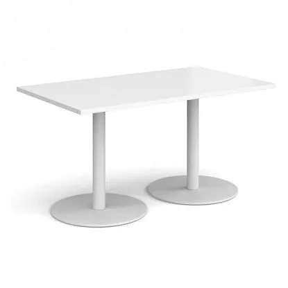 Monza rectangular dining table with flat round bases