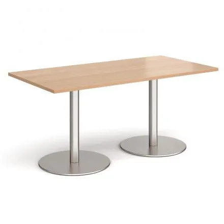 Monza rectangular dining table with flat round bases