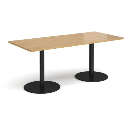 Monza rectangular dining table with flat round bases